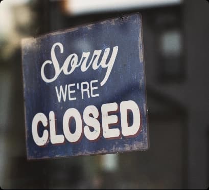 Sorry we are closed sign